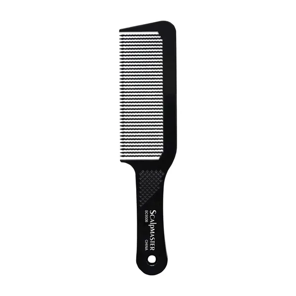 A black flat top clipper comb
