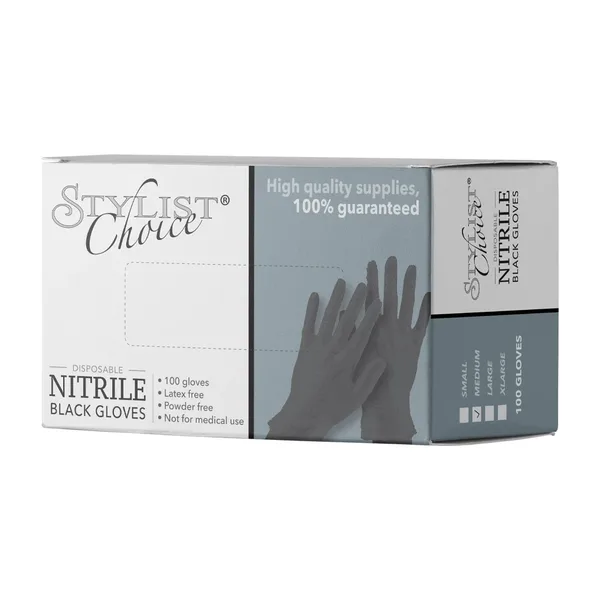 A box of black nitrile gloves
