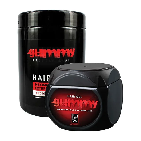 A jar of Gummy maximum hold hair gel